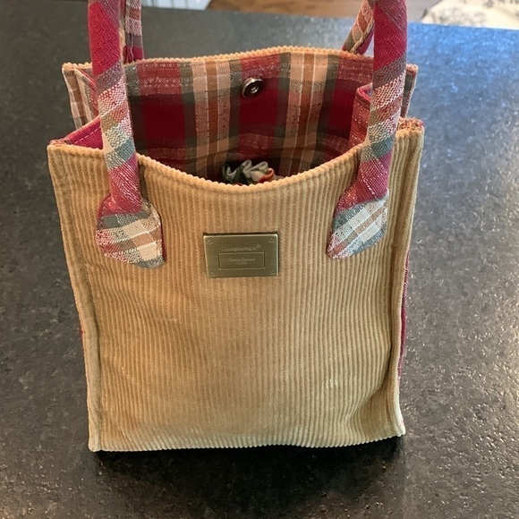 Longaberger plaid and striped gift bag lunch tote vintage corduroy quilted lined - Picture 5 of 12
